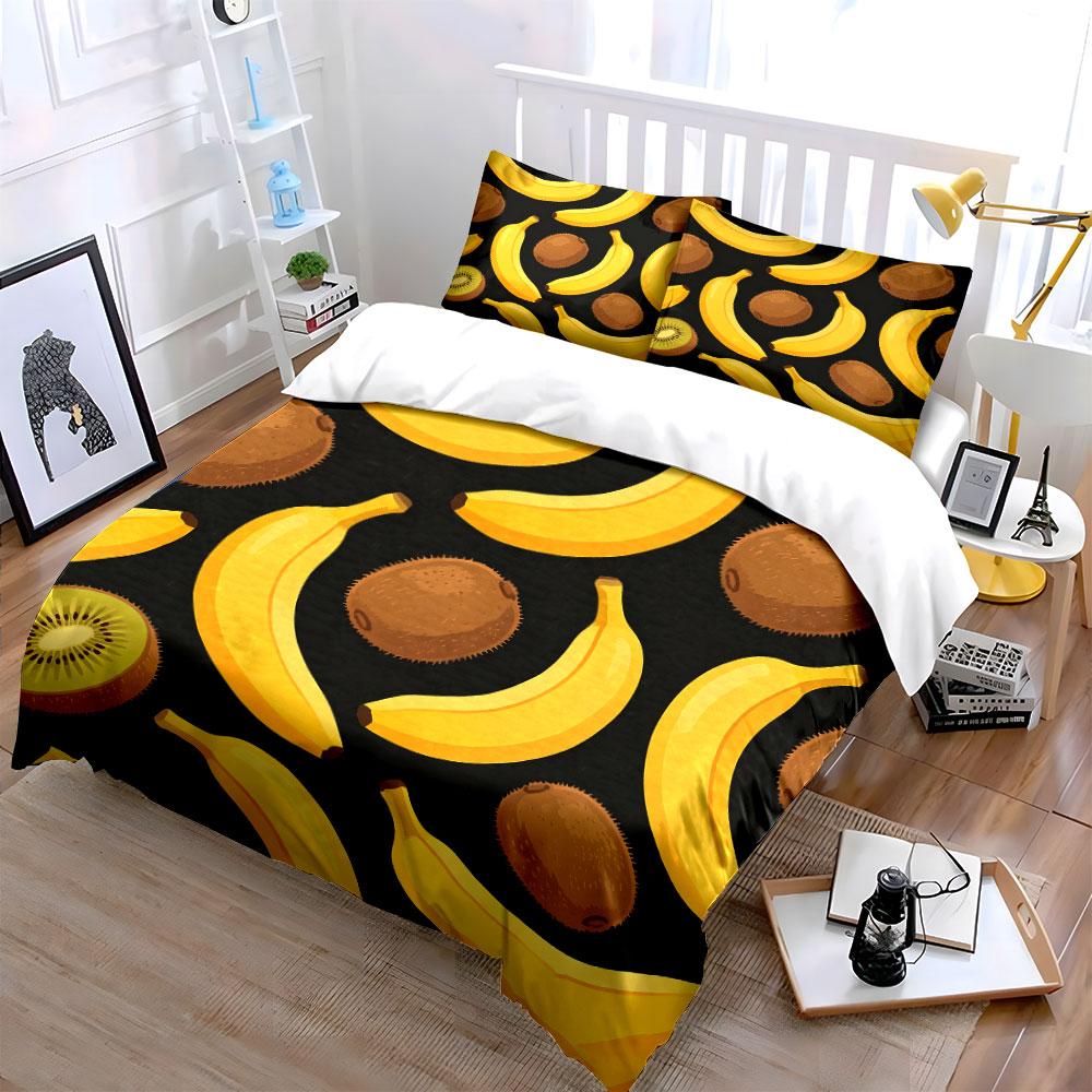 Fruit Pattern Decorative Set Soft Comfortable Duvet Cover Bedding Set Included 1*Duvet Cover & 2*Pillowcases, Gift