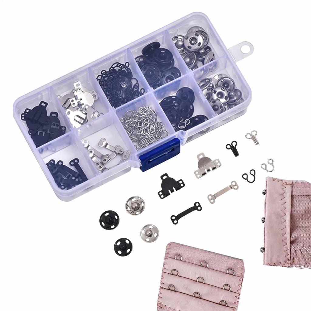 100Pcs Sewing Hooks and Eyes Set Sew-on SnapButtons DIY Clothing Button Sewing Closures SnapsKit for Clothes Bags Sewing Craft
