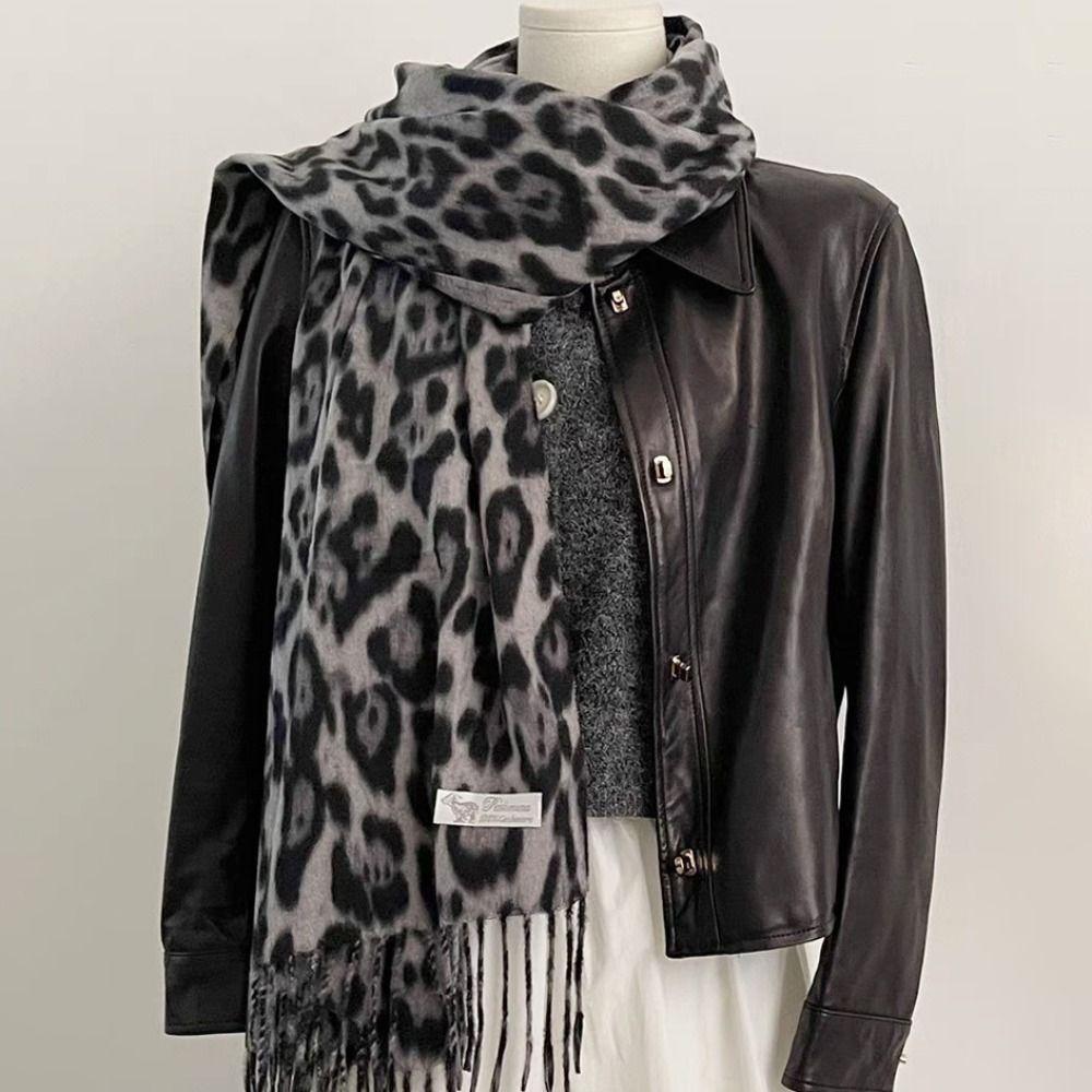 Windproof Tassels Shawl Leopard Lady Scarves Wraps Fashion Winter Warm Scarf  for Women Man