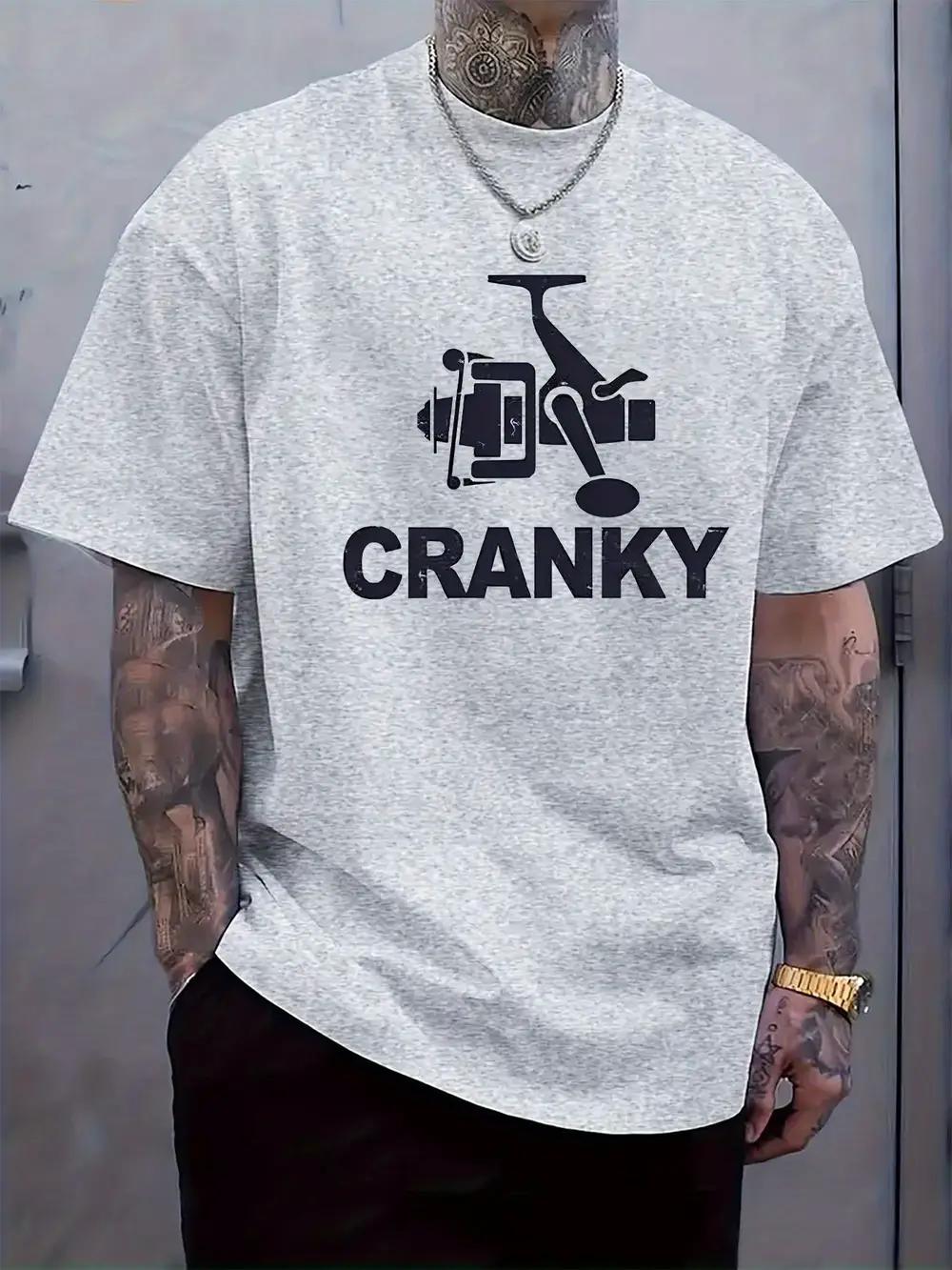 Casual Graphic T-shirt - Cranky Fishing Reel Print XL