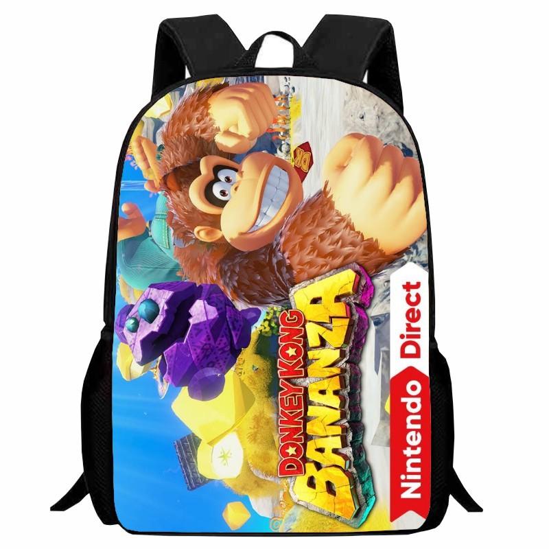 Donkey Kong Bananza, full-open student schoolbag, cartoon backpack, male