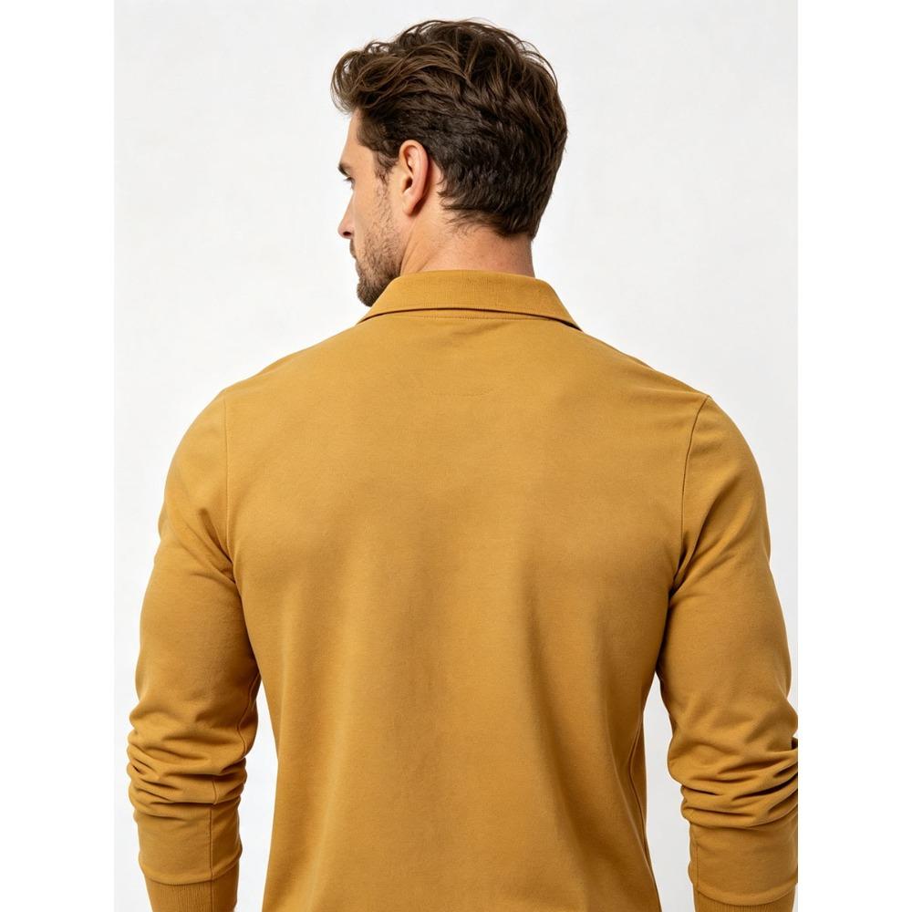 Men's Plus Size Long Sleeve Polo Shirt Autumn Winter Business Casual Cotton Top Breathable Stretch Loose Fit M-6XL White Black Navy