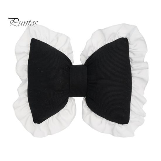 

Подушка в форме банта с кружевным декором и оборками, пушистый наполнитель из полипропиленового хлопка, праздничная подушка, добавляющая элегантности и романтики, подушка для кровати, дивана, сиденья автомобиля, украшение, подушка-компаньон чёрный