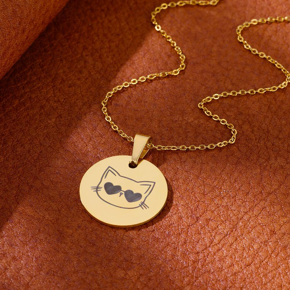 Cute Cat Stainless Steel Necklaces for Women Gold Color Animal Pet Pendant Necklaces Party Luxury Jewelry Birthday Gifts BFF