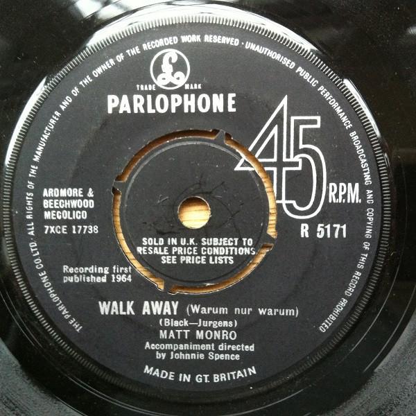 

7-дюймовая пластинка МАТТ МОНРО Walk Away Around The World 7XCE17738 1964 Великобритания Поп Б/у