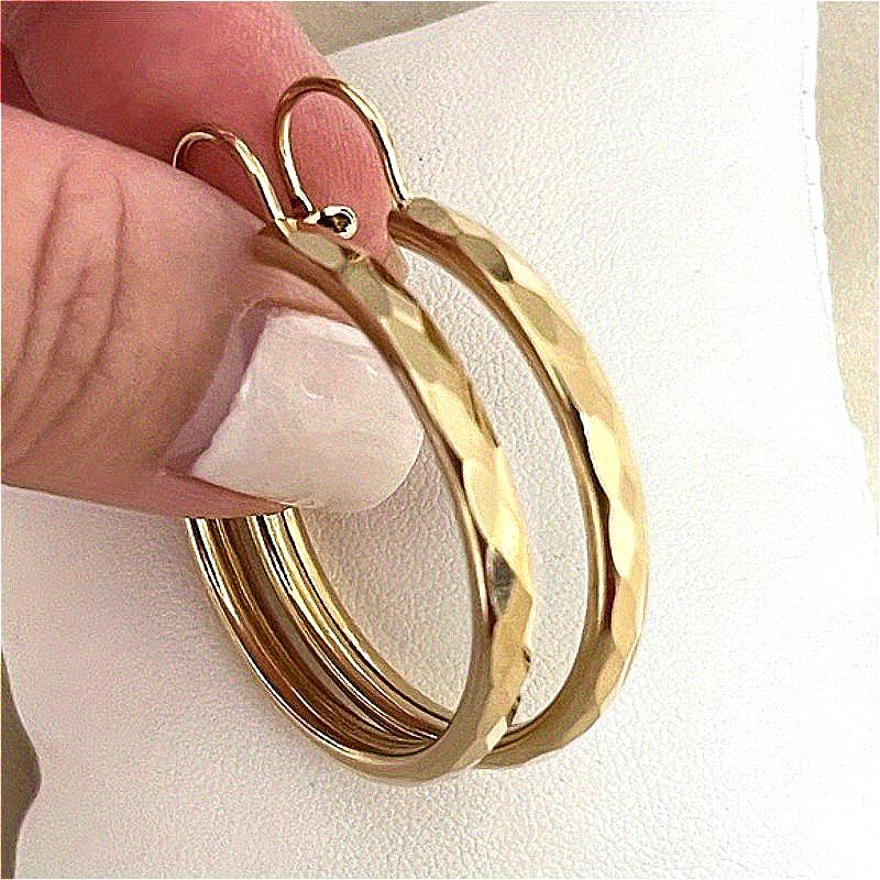 Women’s Vintage-Inspired Hand Carved Golden Plated Hoop Earrings  Textured Banquet Party Jewelry Accessories Perfect Gift
