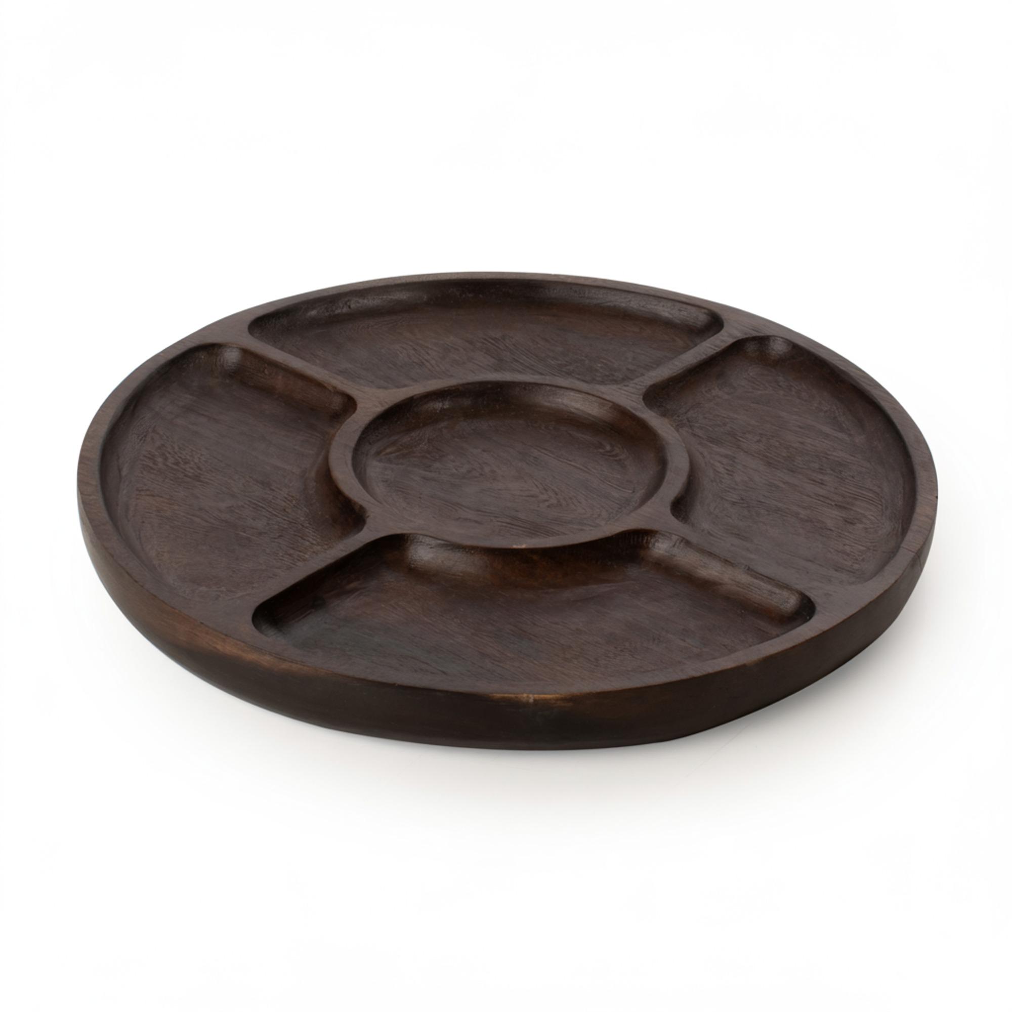 Wooden Snack Tray With Sections