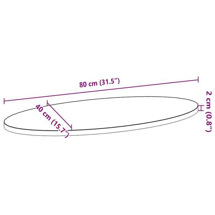 VidaXL Table Top 80x40x2 Cm Solid Oak Wood Oval, Coffee Table Top, Replacement Table Top, 4009053