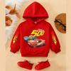 Soft Children Hoodie, Cartoon Racing Cars Splash Water Print Pullover Sweatshirt, Autumn Winter Casual Sport Long Sleeve Top For Kids Daily Wear