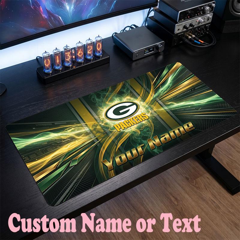 Green Bay Packers Customized Name Text Mouse Pad, Large Desk Mouse Mat Personalized Home Office Present