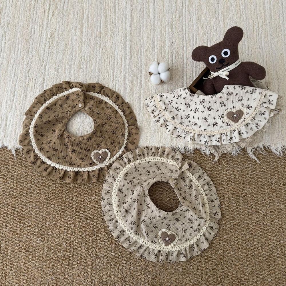 Adjustable Snap Baby Ruffle Bib Floral Lace Saliva Towel Vintage Feeding Drool Bib 0-2 Years Baby