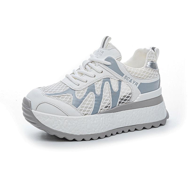 Little white shoes heightening women's shoes 2025 casual fashion versatile Korean version thick-soled breathable mesh dad shoes women's shoes