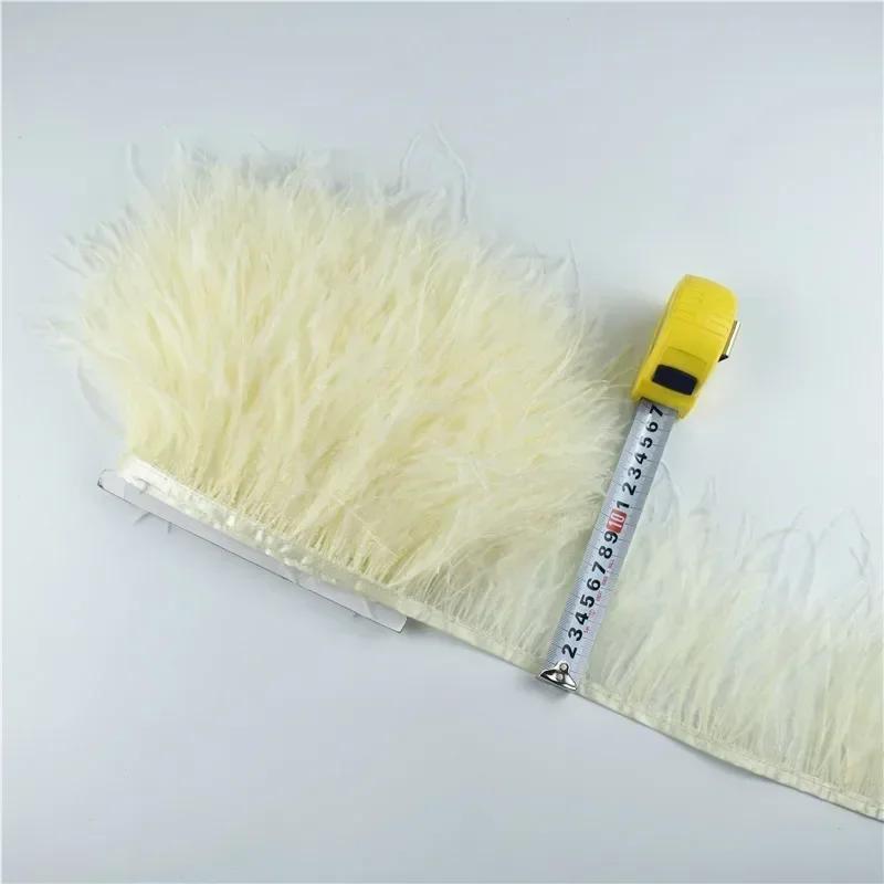 Pluma1Metro Plumas de Avestruz de Colores sobre Cinta Fleco Borla Adorno Cinta 10-15cm 4-6" Adornos de Plumas Blancas Decoración para Decoración de Ropa