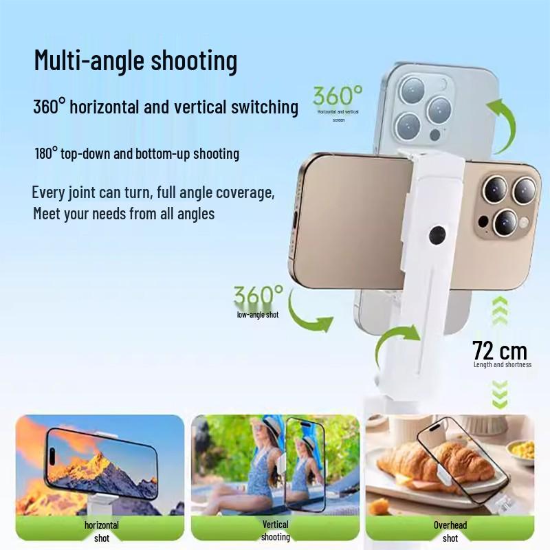 Compact Extendable Bluetooth Selfie Stick with Wireless Remote, for Travel and Outdoor Photography, with Mobile Phone Holder