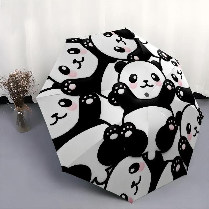 1pc Panda Cute Automatic Folding Umbrella, Heavy Duty 8 Rib Iron Frame,  Suitable for Travel, Daily Use, Birthday, Decor Gift  41