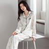 Women's Pure Cotton Long Sleeve Pajama Set - Casual Two-Piece with Simple Print for Home or Outwear