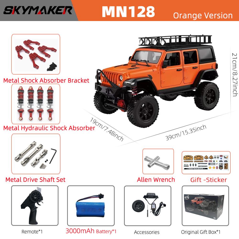 MN128 1/12 RC Car 4WD Jeep Model 2.4G Remote Control LED Light 4X4 Off Road 4WD Climbing RC Truck Electric Toy Car Gift for Boy