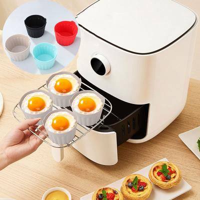 1/6 Stück Heißluftfritteuse Backform Lebensmittelqualität Silikonform Tasse, Antihaftbeschichtung Heißluftfritteuse geeignet für Cupcakes, Muffins, Eier und Desserts