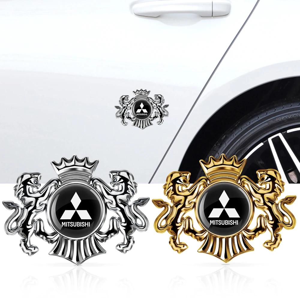 Emblema Corona di Leone in Metallo 3D per Mitsubishi Pajero Outlander ASX Eclipse Cross Delica L200 - Adesivo Cromato per Baule