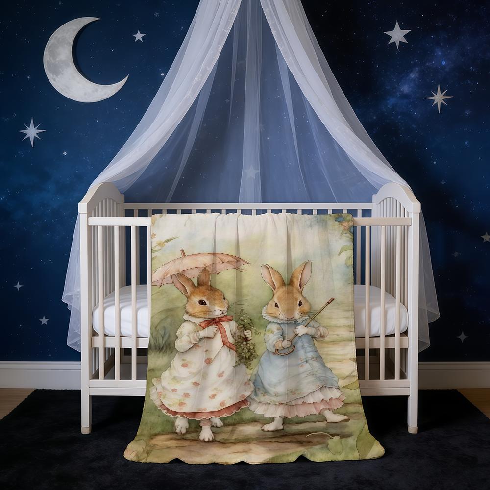 R-Rabbit-ES P-Peter Blanket Super Warm Comfortable Cute Plush Cartoon Throw Blanket Child Home Sofa Bedroom Gift