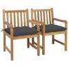 Day and Night - Day and Night Garden Chairs 2 Pcs Teak Wood and Anthracite Gray Cushions
