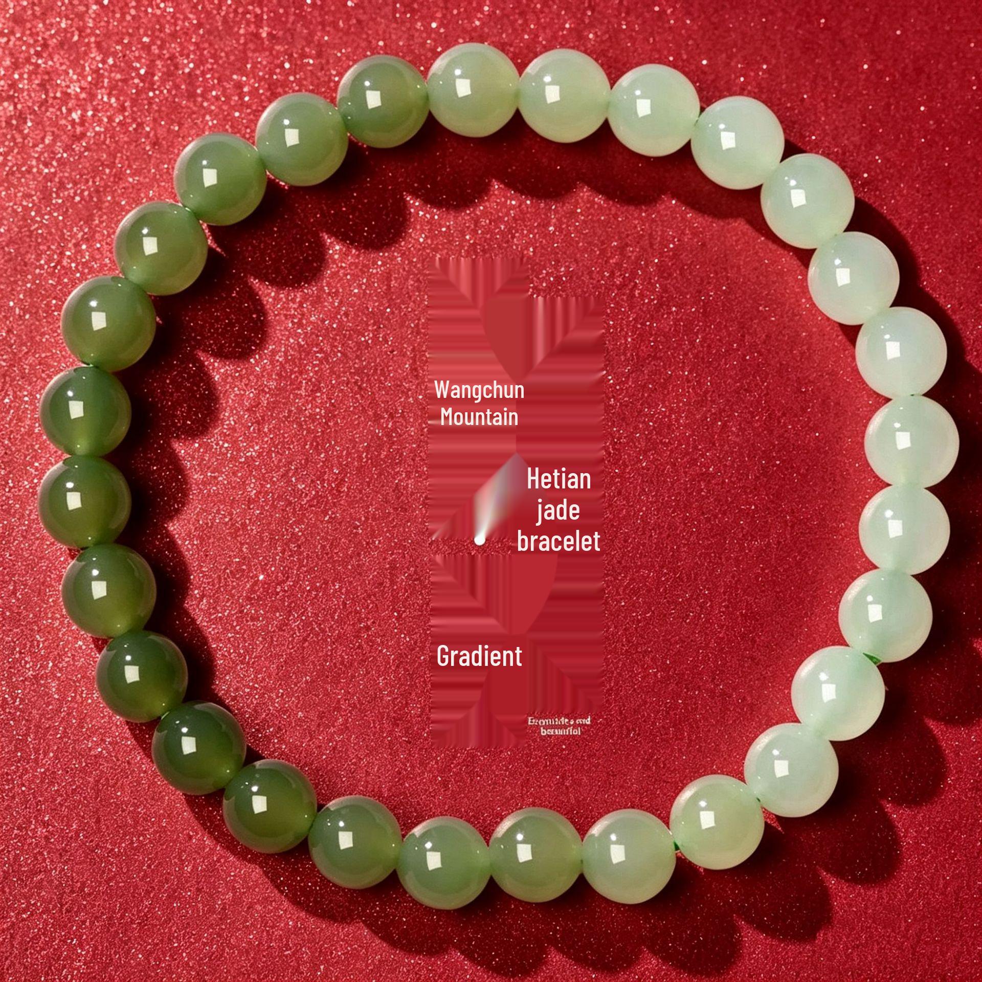 Hetian Jade Gradient Beads Bracelet: Qingbai Jade, Clear Water Ice Base, Natural Loose Beads String for Women.