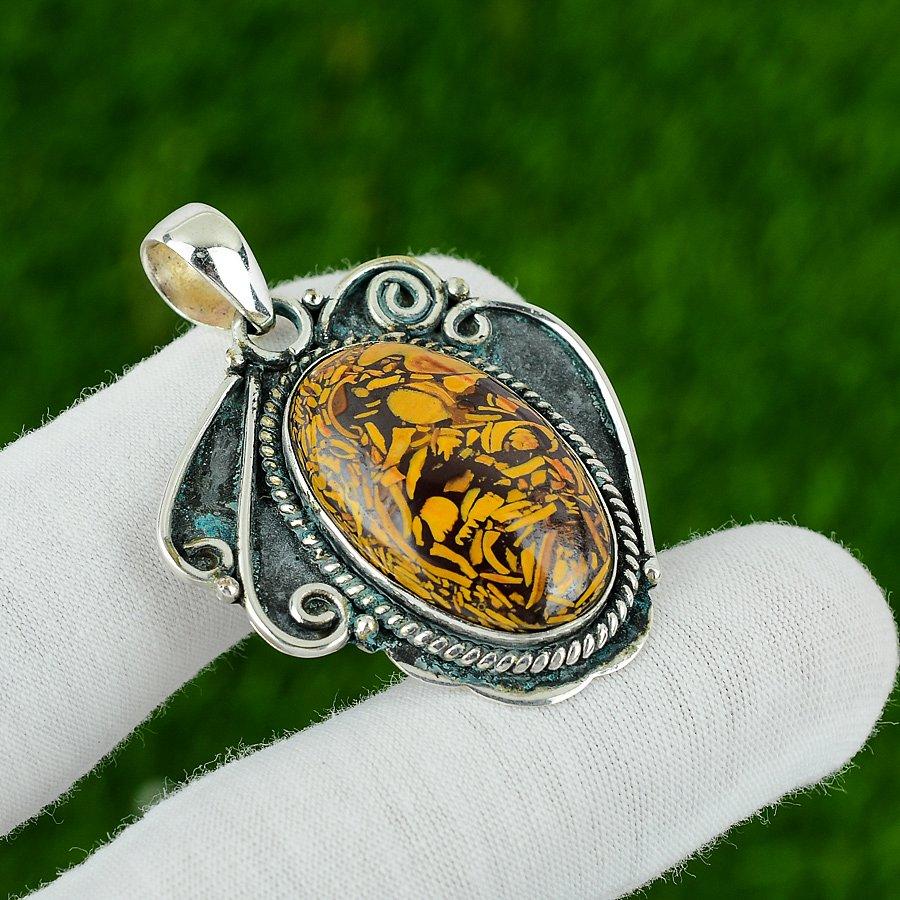 

Натуральный кулон из камня Мариам Яшма, серебро 925 пробы, индийские украшения