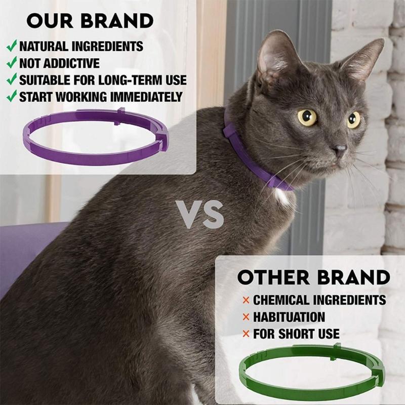 Collar Calmante para Mascotas Collar de Feromonas para Gatos Collar Calmante Impermeable para Perro Agresivo Gatito Malas Emociones Calmante Paquete de 3