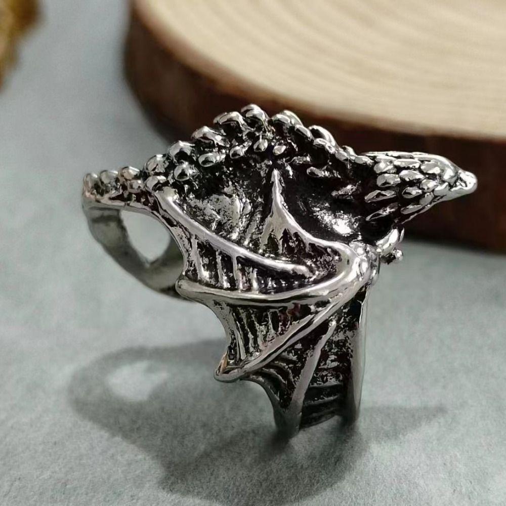 Punk Style Pterosaur Wings Ring Adjustable Black Dragon Rings Fashion Dragon Rings  For Men