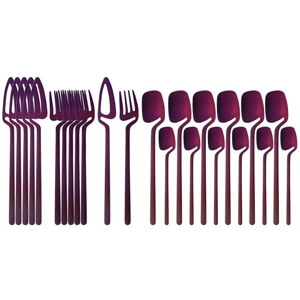 24dílná barevná sada příborů, nová sada nožů, vidliček, lžíc a nádobí z nerezové oceli 18/10, sada kuchyňského stříbra