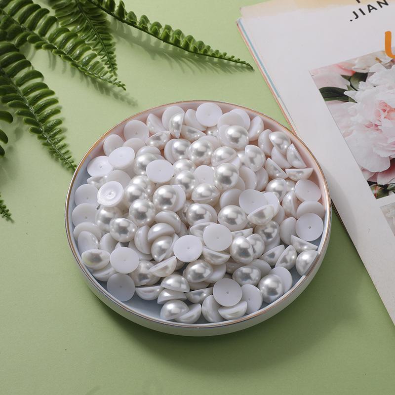 Round Flat-Bottomed High-Gloss Nail Art Pearls – Half-Faced Semicircular Imitation Beads
