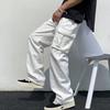 Men Cargo Pants Solid Color Hip-hop Style Loose Pattern Multi Pockets Elastic Waist Men Trousers Daily Clothes
