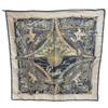 HERMES World rhythm silk Calle 90 scarf blue silk Used
