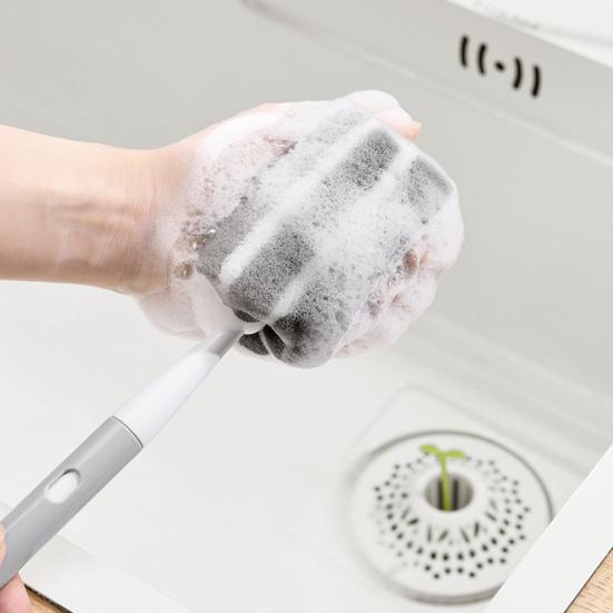 Cleaning Brush Retractable Handle Adjustable Length Soy Milk Machines High-Density Sponge Brush Multifunctional Cup Brush