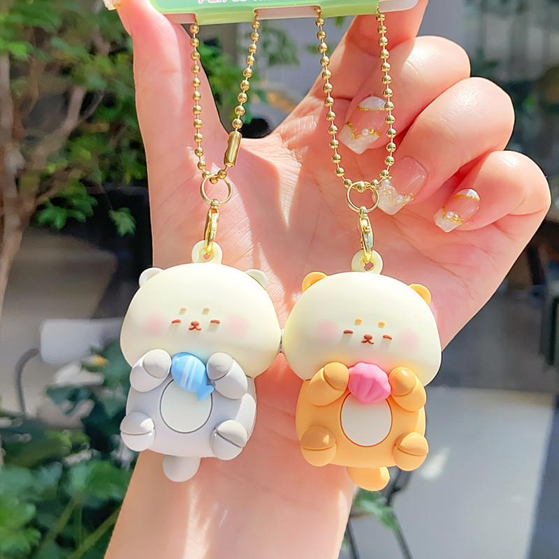 Raccoon Puppy Baking Cartoon Resin Magnetic Animal Pair Keychain Pendant