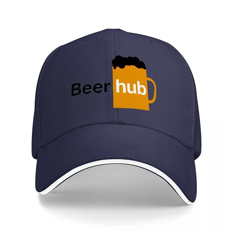 Beer Hub Logo Baseball Cap Black Hat with Orange Mug Design for Beer Lovers Casual Wear Style