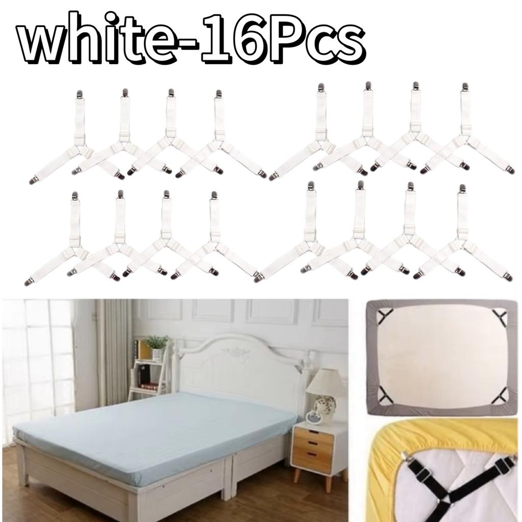 4Pcs Adjustable Bed Sheet and Quilt Holder for Bed Sheet Organizer Mattress Cover Clip for Home Elastic Straps Adjustable Clips