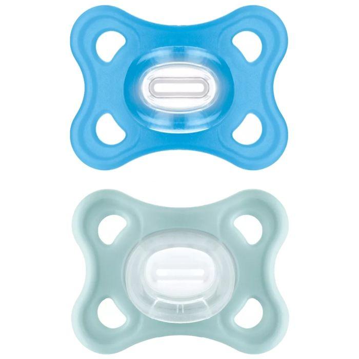 Sucettes-MAM Comfort 2 Sucettes Silicone 2-12 Mois (Couleur : Bleu)
