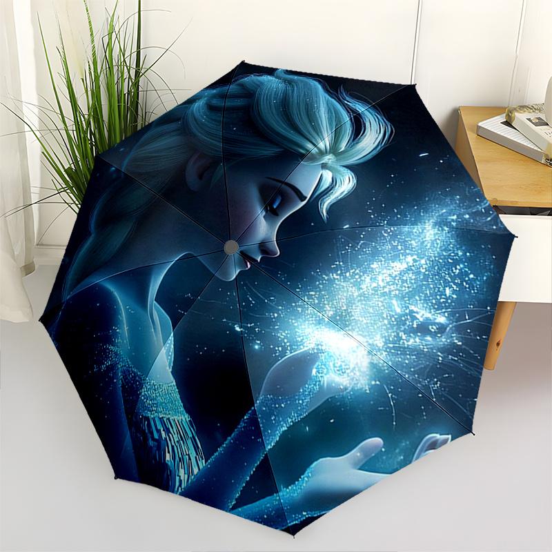 

Elsa,Magic Themed Automatic Opening and Closing Folding Umbrella, Reinforced 8 Ribs, Compact Travel Design, Fashionable Folding Umbrella, Va