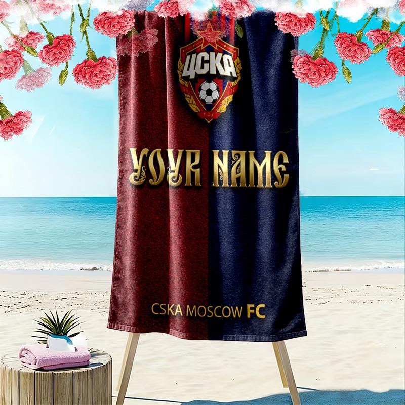 Name Custom PFC CSKA Moscow Logo Print Beach Towel, Large Soft Quick Dry Towel for Beach Camping Swimming