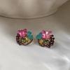 Silver Needle Rhinestone Butterfly Water Drop Earrings - High-End Retro Ear Jewelry
