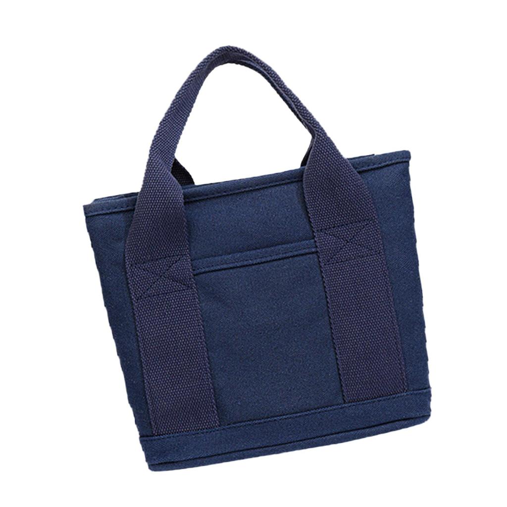 Top Handle Canvas Tote Bag Organizer,Women Shoulder Bag,Handbag for Hiking Picnic Beach , Dark Blue