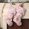 Christmas Stockings, Noel Pink Stockings Snowman, Reindeer, Santa Claus Navidad Decoration Family Holiday XMAS Party Decoration
