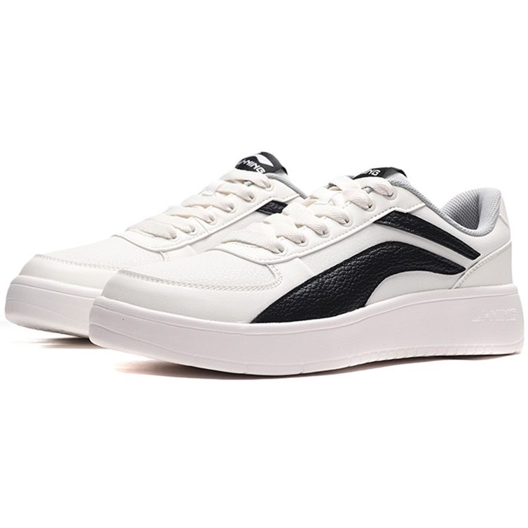 Li-Ning Non-Slip Wear-Resistant Low-Top Skate Shoes Unisex Sneakers White Black AGCP335-4