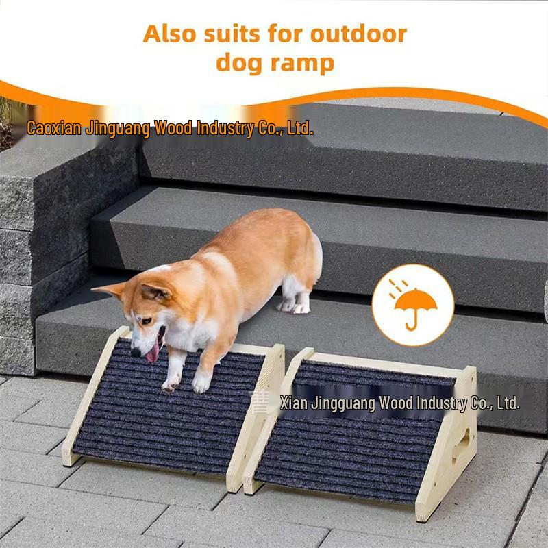 Solid Wood Low-Angle Ramp for Small Pets: Dog & Cat Stair Assist