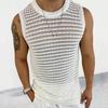 Léto Muži Pletená vesta bez rukávů s výstřihem do O Jednobarevný Slim Fit Vyhloubený Tenký pulovr Topy Streetwear