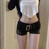 Y2k Grunge Rivet Low-waisted Denim Shorts for Women High Waist Bodycon Short Pants Spring New Thicked Warm Bottoming Ropa Mujer