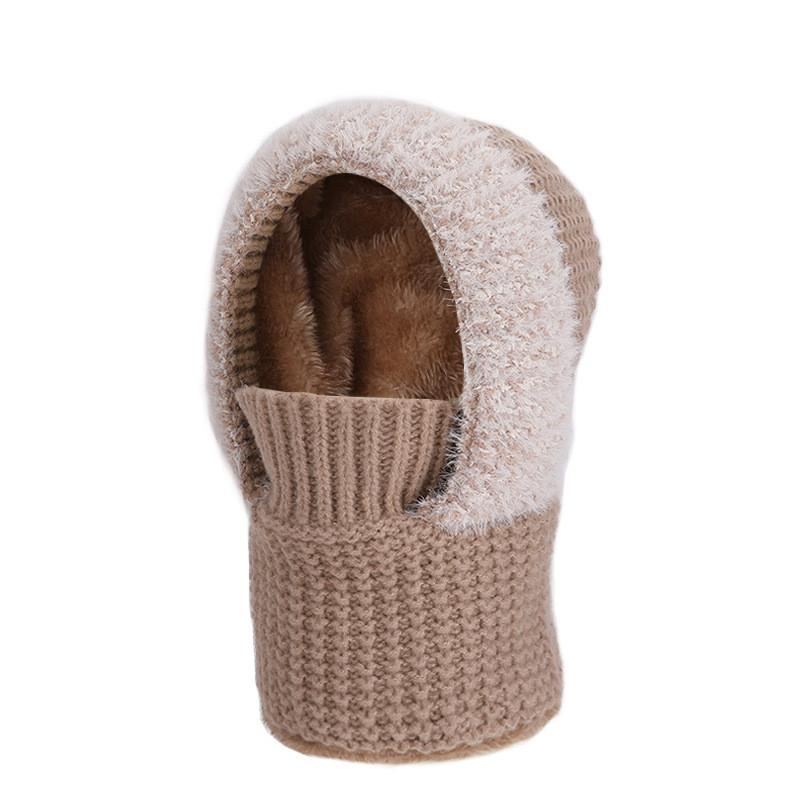Winter Knit Hat With Fleece Lining For Women Ear And Neck Guard хаки