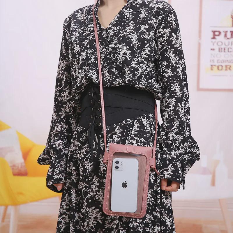 Trendige Crossbody-Touchscreen-Telefontasche und Retro-Geldbörse für Damen