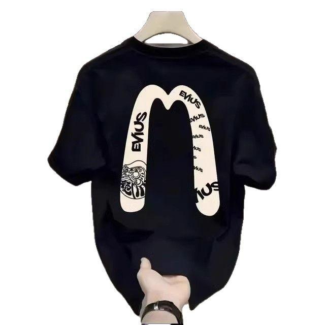 Trendy Brand Short-Sleeved Pure Cotton Men'S Printed T-Shirt Trendy Men'S And Women'S Versatile Round Neck T-Shirt Men'S